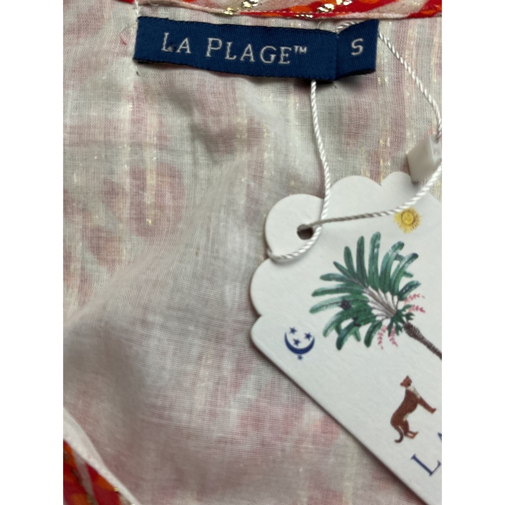 La Plage Jaipur Maxi Dress Women's Size S Red Print‎ Kimono Sleeve V Neck - Picture 9 of 12